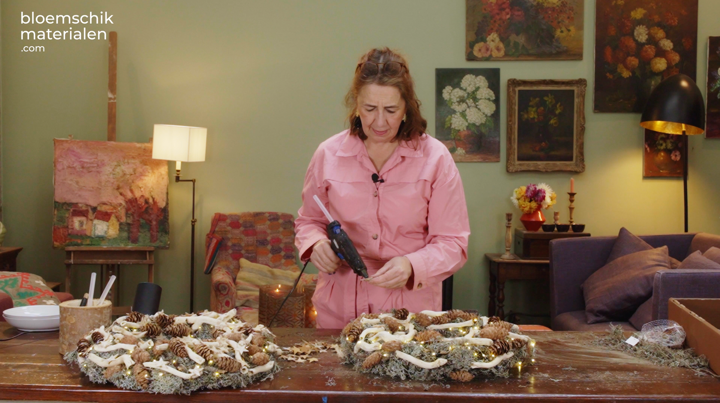 Winterse moskrans met lichtjes (Pakket)