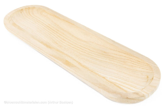 SCHAAL LANG 50X15X2.5CM AFGEROND PAULOWNIA NATUREL - bloemschikmaterialen.com