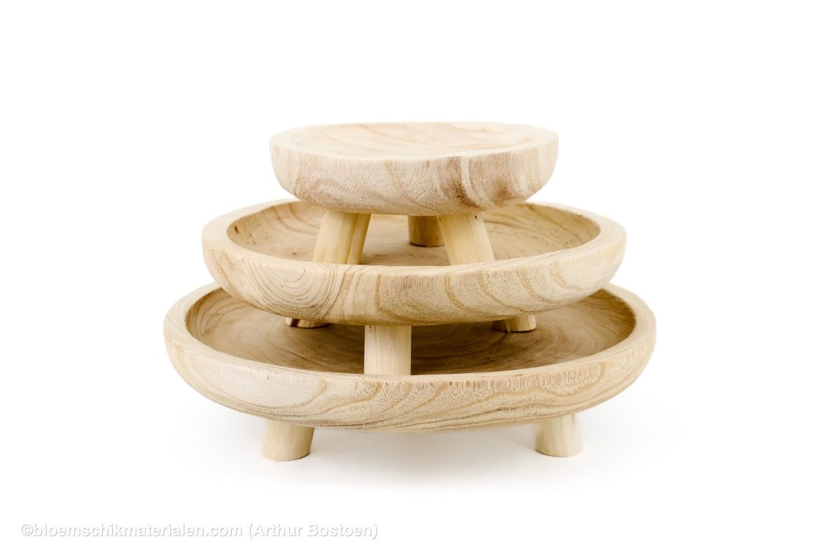 SCHAAL OP VOET PAULOWNIA D20 H6CM NATUREL - bloemschikmaterialen.com