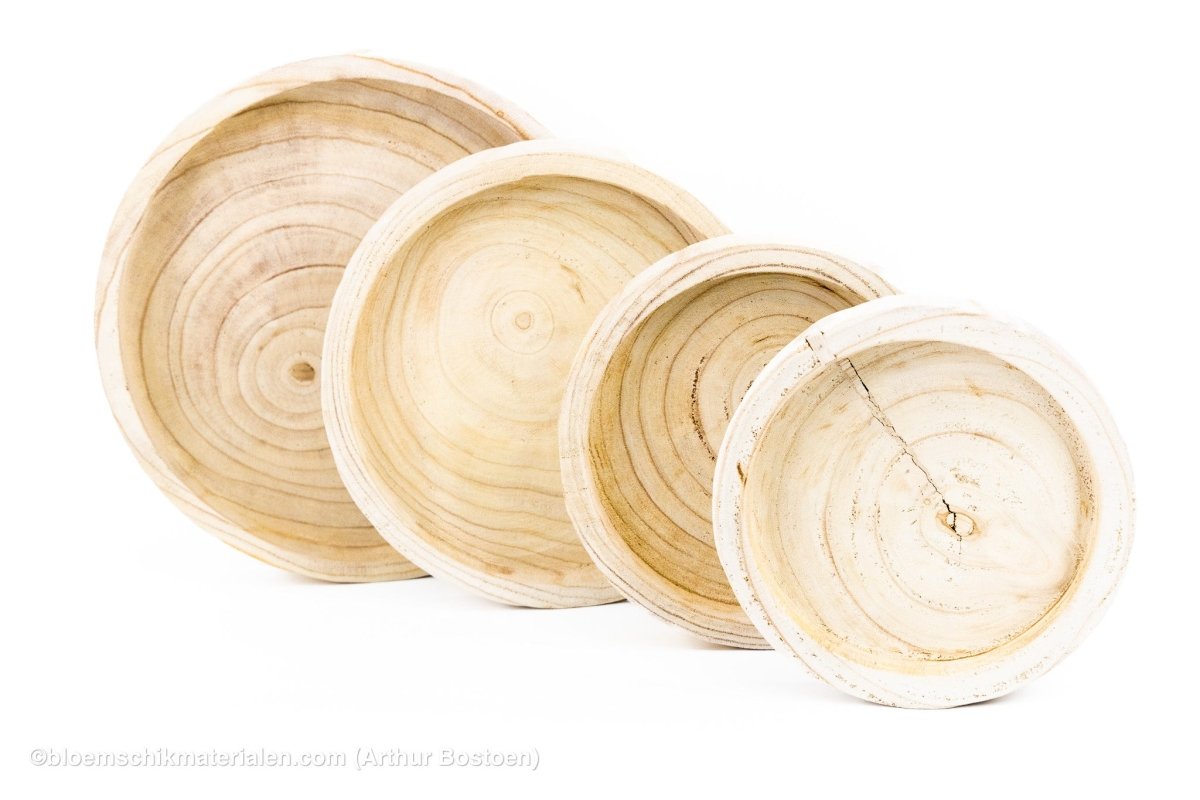 SCHAAL ROND PAULOWNIA NATUREL D27 H5CM - bloemschikmaterialen.com