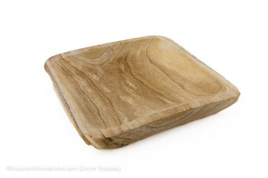 SCHAAL VIERKANT 30X30X5CM PAULOWNIA NATUREL - bloemschikmaterialen.com