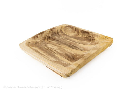 SCHAAL VIERKANT 35X35X5CM PAULOWNIA NATUREL - bloemschikmaterialen.com