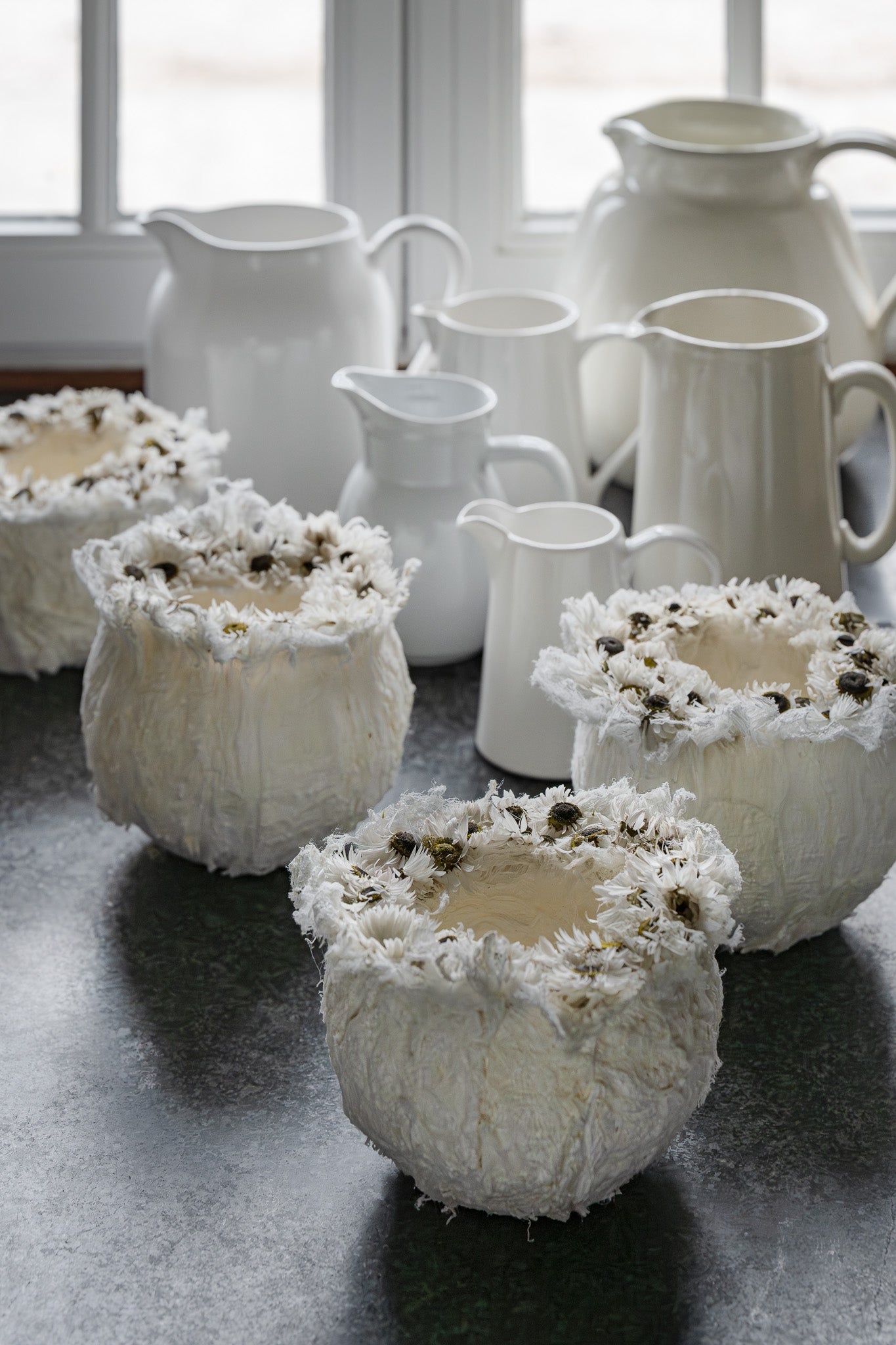 Kwartet Cocons van Moerbeischors (± 15 cm Ø)