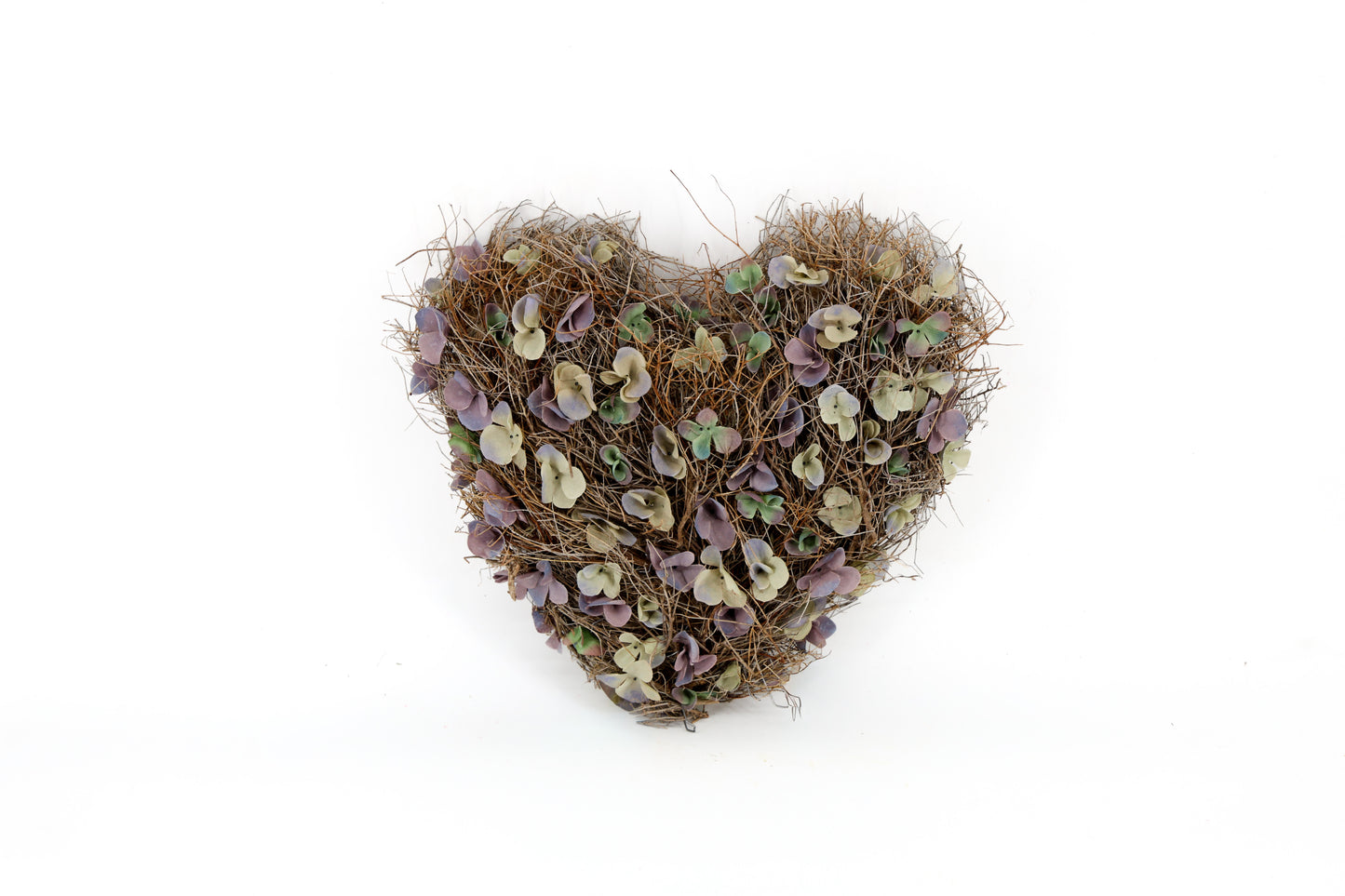 Hart Grafstukje met Hortensia (Naturel) (30 cm)