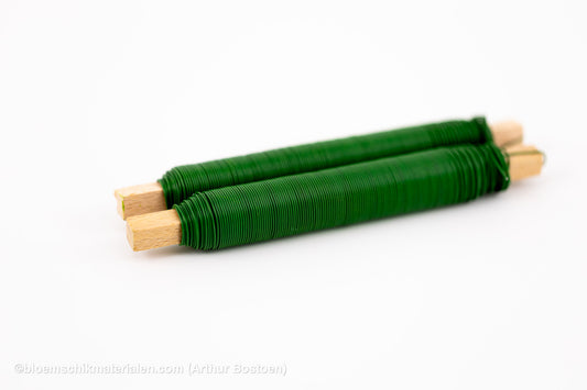 WIKKELDRAAD GROENGELAKTE OP STOK (0.70mm dikte, 33M lang) 2 Stuks