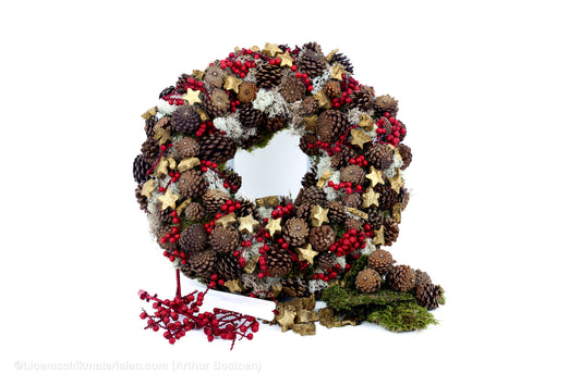 Rode dennenkrans met mos (Pakket)