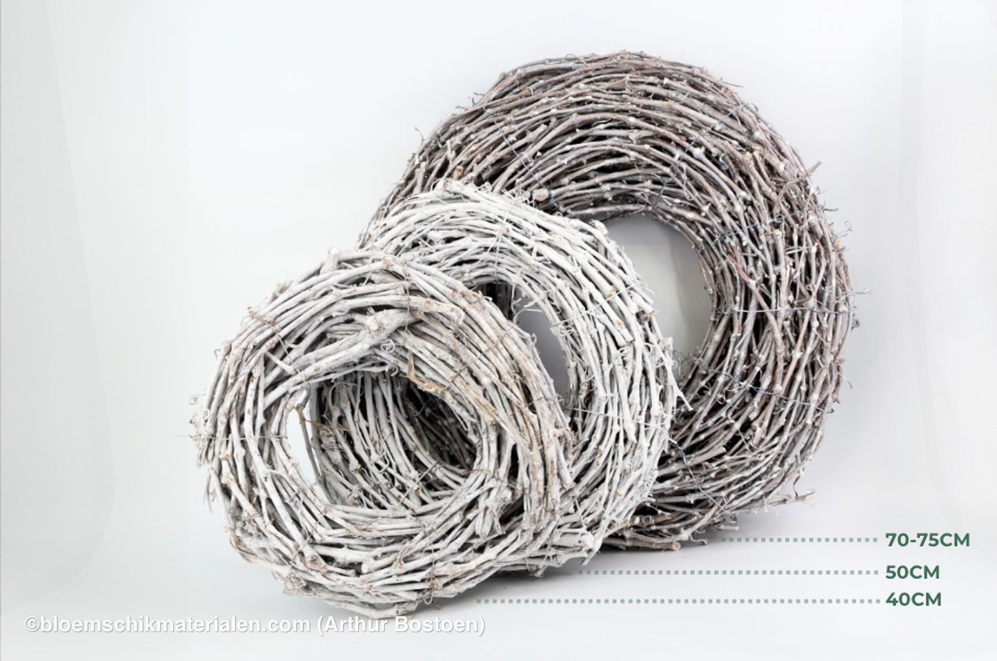 KRANS DRUIVENHOUT WHITE WASH 70-75CM (dikke ranken)
