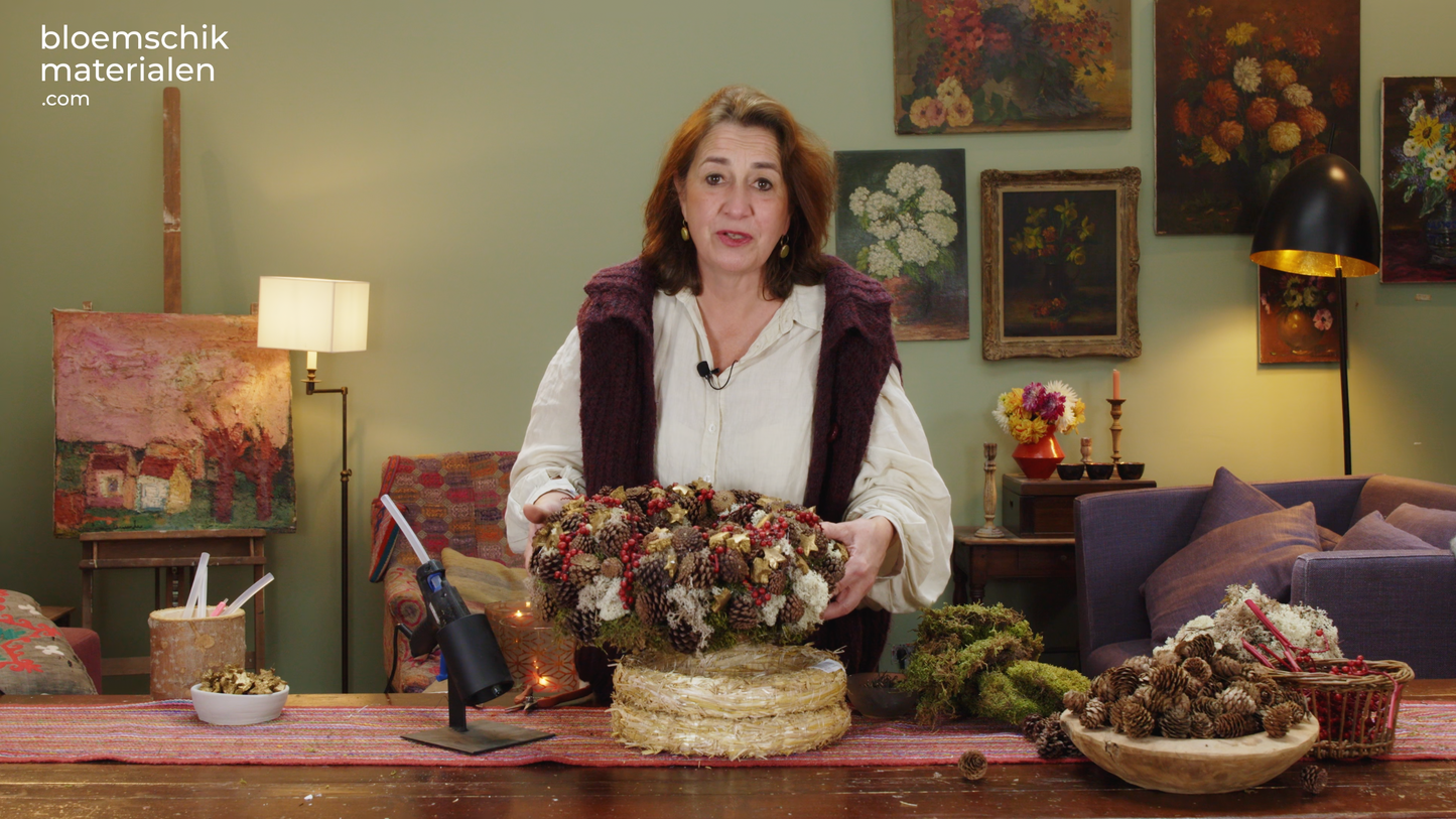 Rode dennenkrans met mos (Pakket)