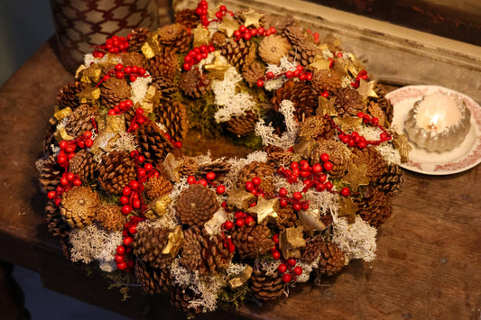 Rode dennenkrans met mos (Pakket)