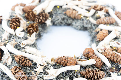 Winterse moskrans met lichtjes (Pakket)