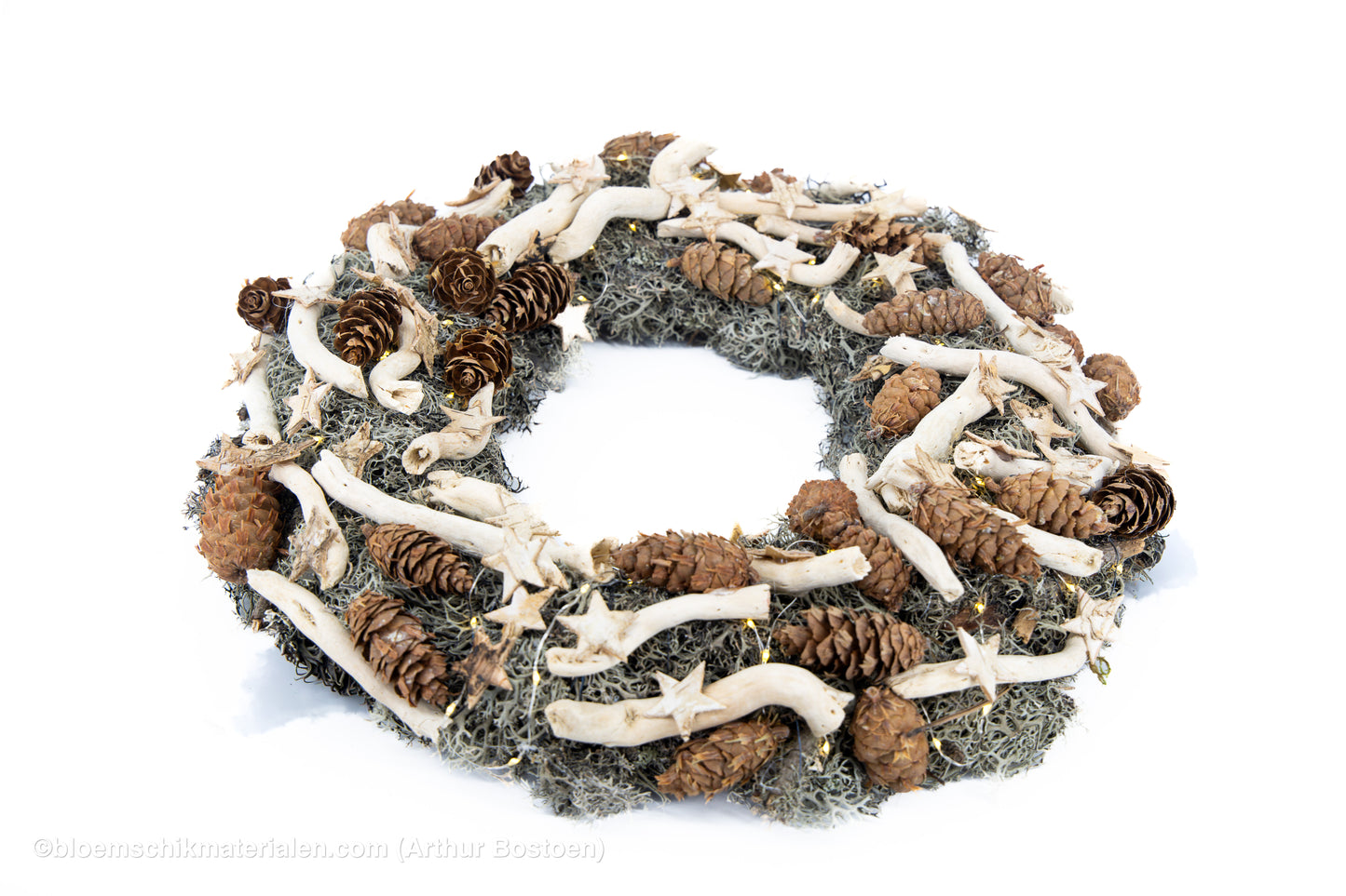 Winterse moskrans met lichtjes (Pakket)