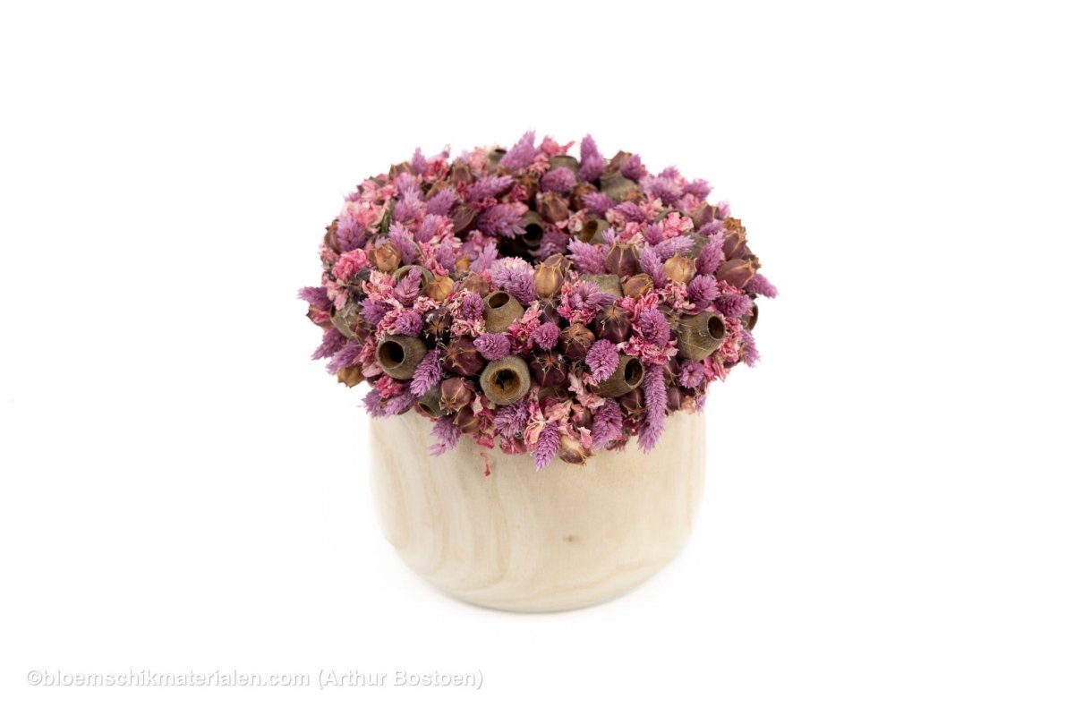 Boho droogbloemkrans op pot (20-25cm Ø) - bloemschikmaterialen.com