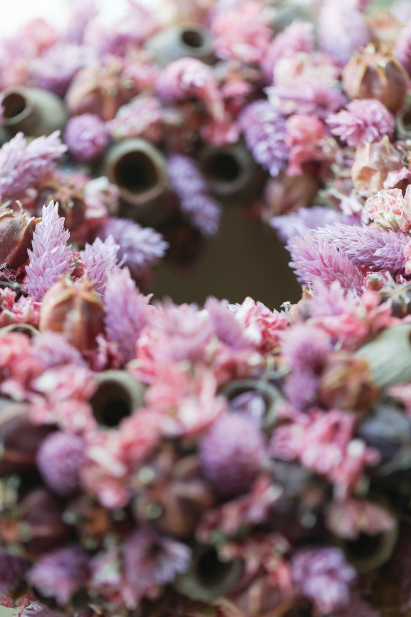 Boho droogbloemkrans op pot (20-25cm Ø) - bloemschikmaterialen.com