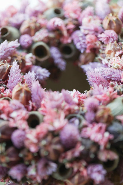 Boho droogbloemkrans op pot (20-25cm Ø) - bloemschikmaterialen.com