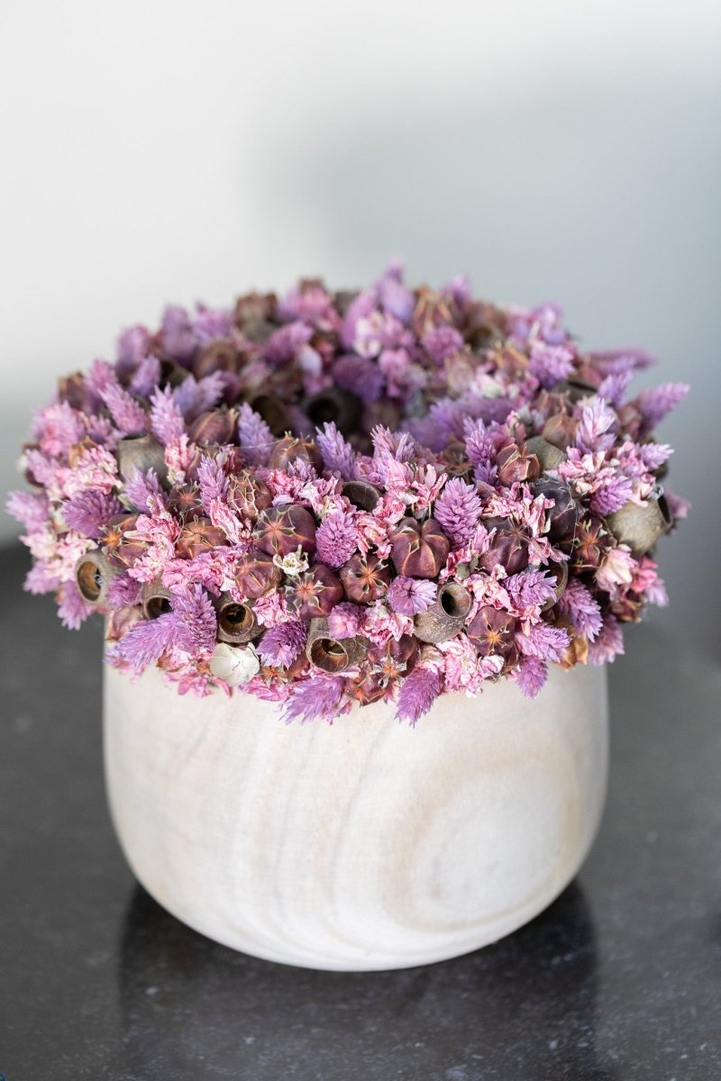 Boho droogbloemkrans op pot (20-25cm Ø) - bloemschikmaterialen.com