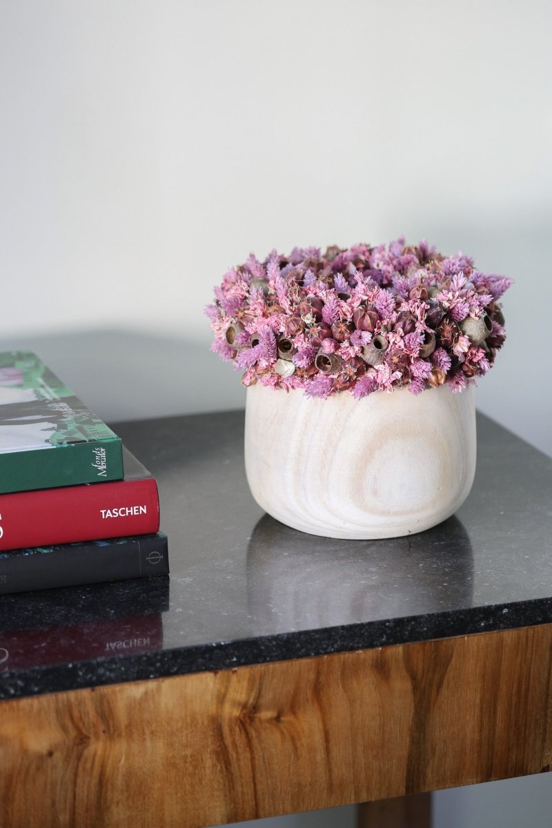 Boho droogbloemkrans op pot (20-25cm Ø) - bloemschikmaterialen.com
