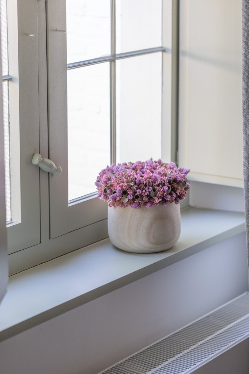 Boho droogbloemkrans op pot (20-25cm Ø) - bloemschikmaterialen.com