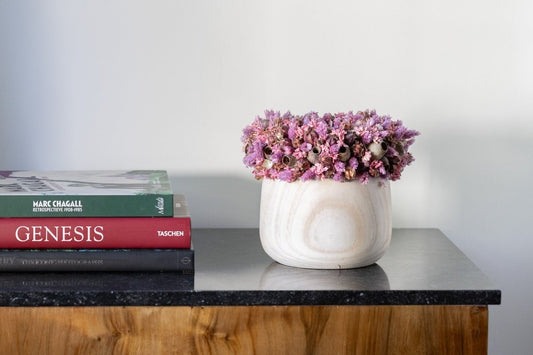 Boho droogbloemkrans op pot (20-25cm Ø) - bloemschikmaterialen.com