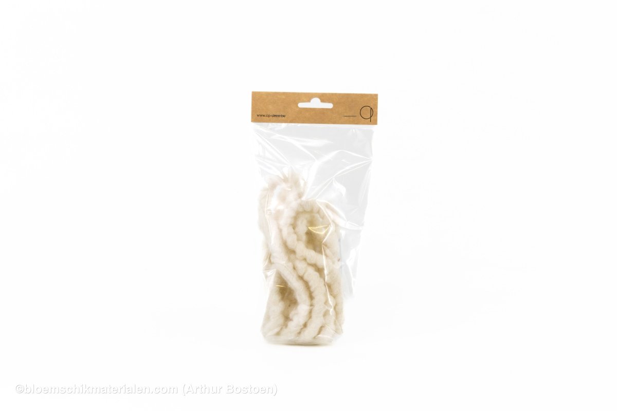 DIKKE WOL WIT (MIRABELL FLAUSCH) +/ - 2M - bloemschikmaterialen.com