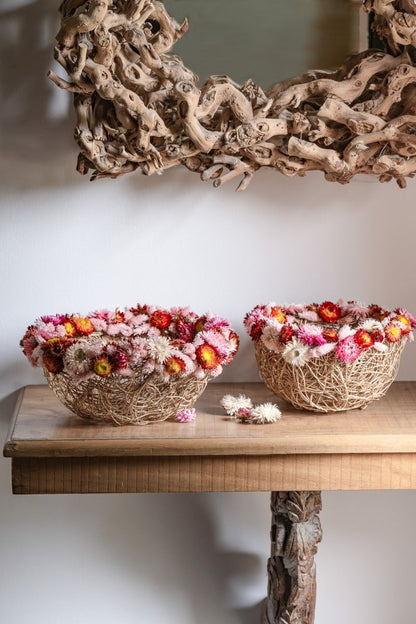 Draadmanden met Droogbloemen (duo) - bloemschikmaterialen.com