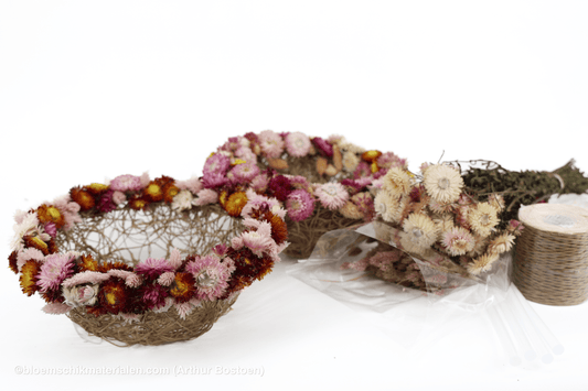 Draadmanden met Droogbloemen (duo) - bloemschikmaterialen.com