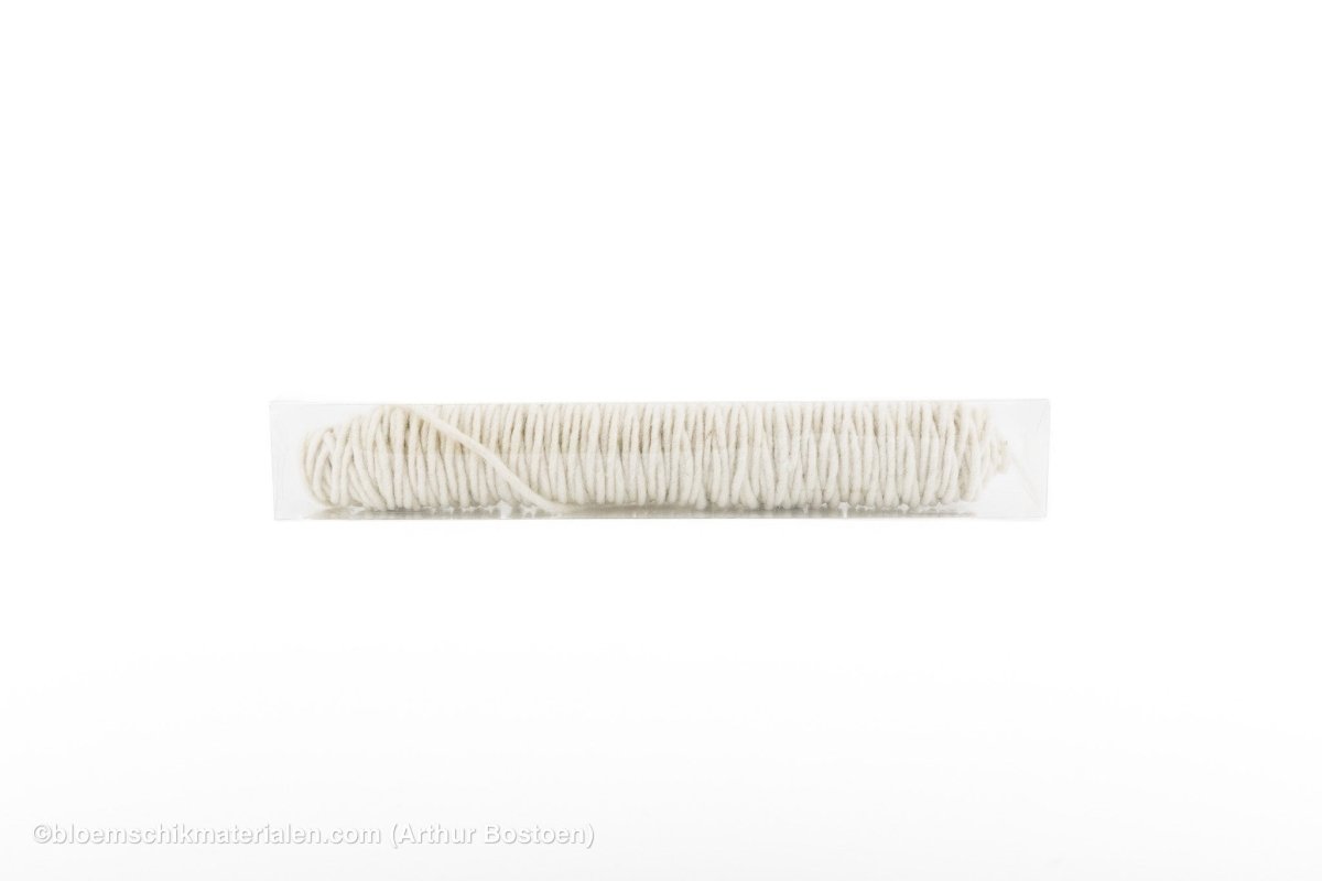 DUNNE WOLDRAAD WIT (DOCHTFADEN) +/ - 55M - bloemschikmaterialen.com