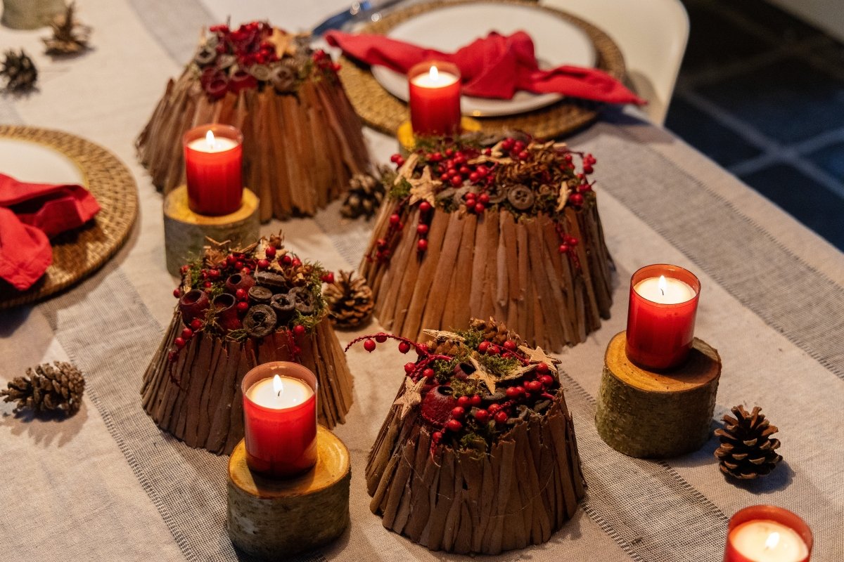 Feestelijk trio of kwartet als Kerstdecoratie (Pakket) - bloemschikmaterialen.com