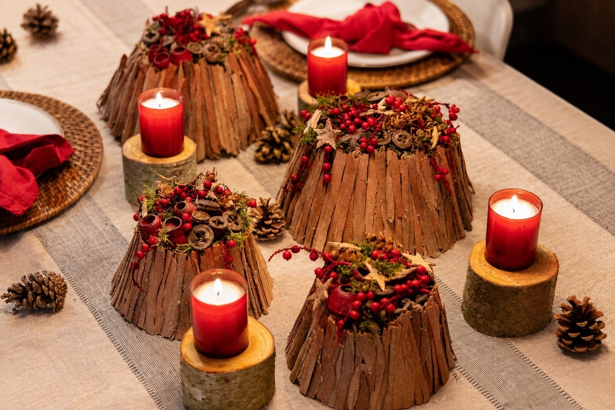 Feestelijk trio of kwartet als Kerstdecoratie (Pakket) - bloemschikmaterialen.com