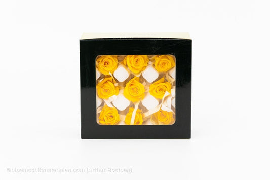 GECONSERVEERDE ROOS (KITTY) +/ - 3.5CM GEEL 9ST - bloemschikmaterialen.com