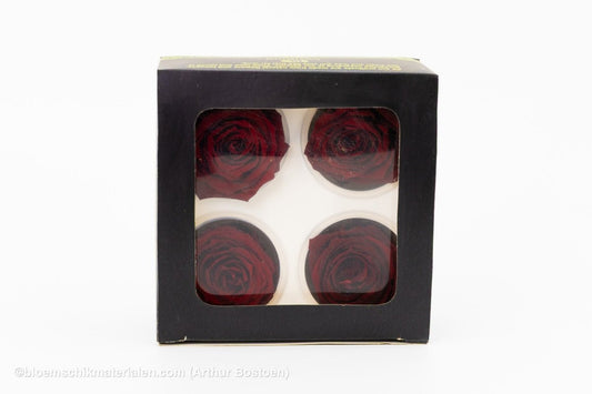 GECONSERVEERDE ROOS (LARGE OPEN) +/ - 8.5CM BORDEAUX 4ST - bloemschikmaterialen.com