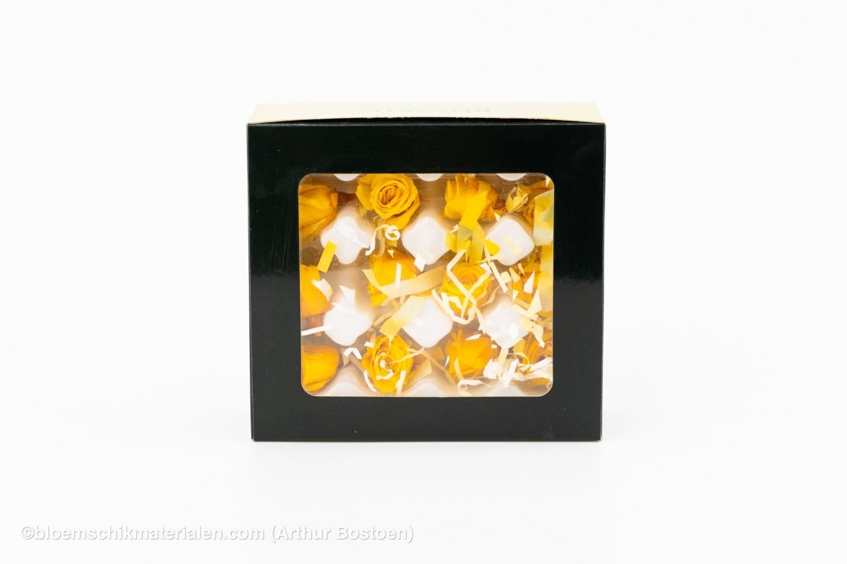 GECONSERVEERDE ROOS (MINI) +/ - 2.5CM GEEL 12ST - bloemschikmaterialen.com