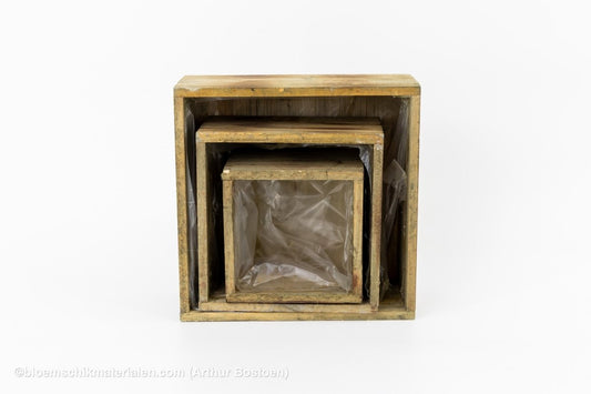 HOUTEN BAKJE SET 3ST 12/12/9 16/16/9 21/21/9.5 - bloemschikmaterialen.com