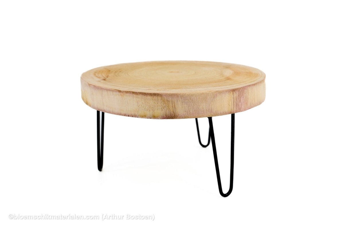 HOUTSCHIJF OP VOET PAULOWNIA D35 H20 NATUREL - bloemschikmaterialen.com