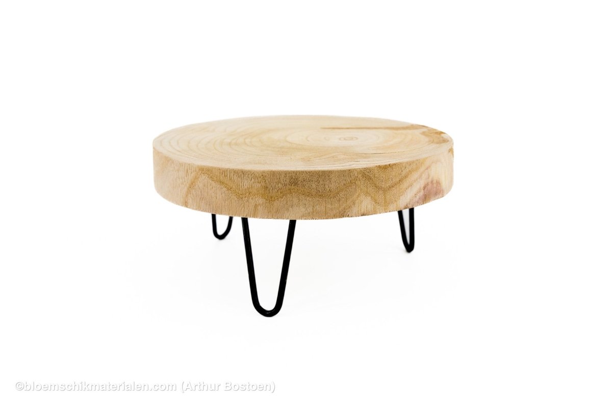 HOUTSCHIJF PAULOWNIA OP VOET D30 H15CM NATUREL - bloemschikmaterialen.com