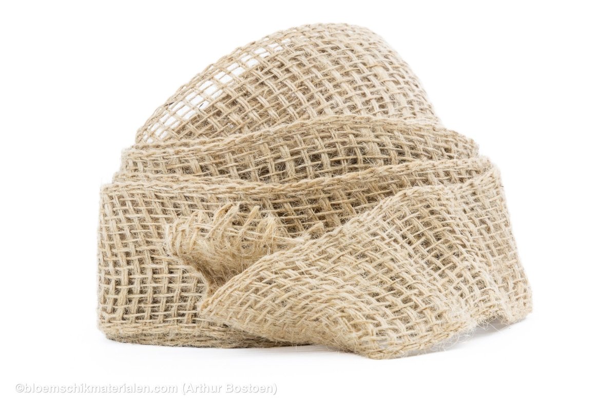 JUTE 5CM X +/-5M NATUREL - bloemschikmaterialen.com