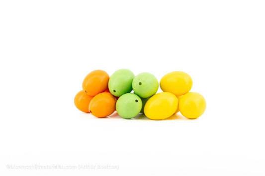 KIPPENEIEREN GEEL/ORANJE/GROEN 12ST - bloemschikmaterialen.com