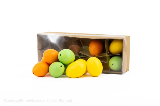 KIPPENEIEREN GEEL/ORANJE/GROEN 12ST - bloemschikmaterialen.com