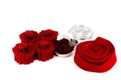 Kwartet van Rozen in vilt - bloemschikmaterialen.com