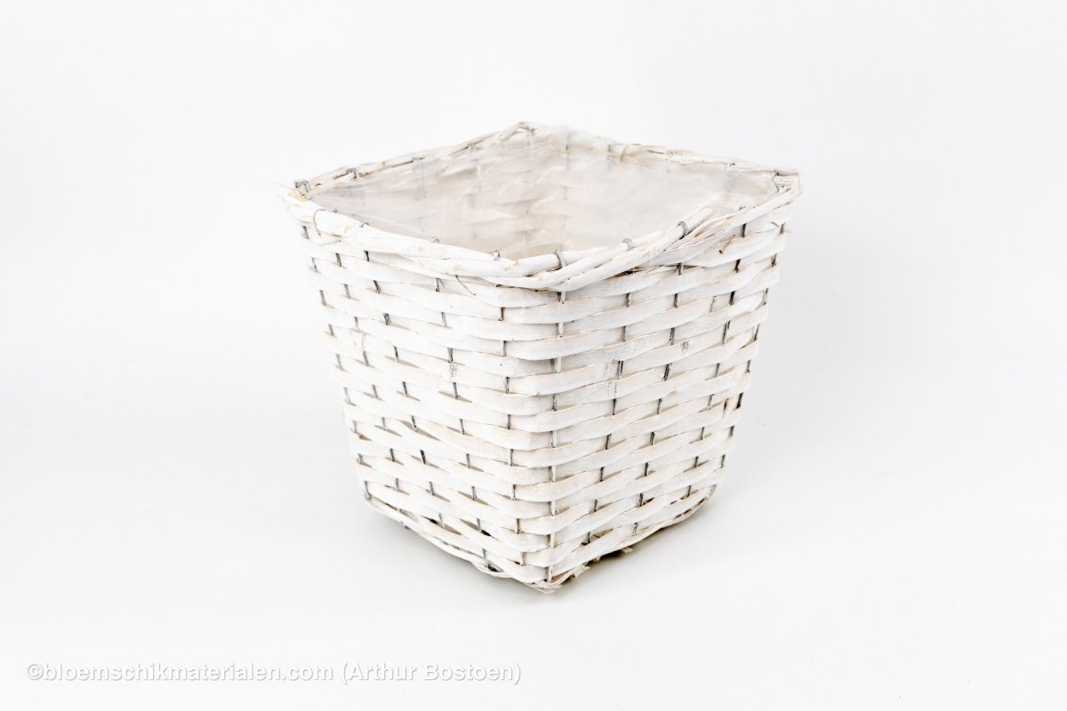 MAND RIET VIERKANT WIT 20X20X20CM - bloemschikmaterialen.com
