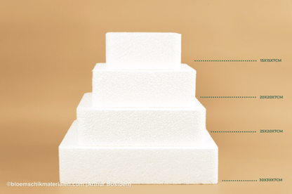 PIEPSCHUIM TAART VIERKANT 20X20X7CM - bloemschikmaterialen.com