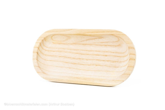 SCHAAL LANG 30X15X2.5CM AFGEROND PAULOWNIA NATUREL - bloemschikmaterialen.com