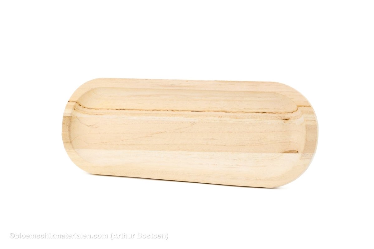 SCHAAL LANG 40X15X2.5CM AFGEROND PAULOWNIA NATUREL - bloemschikmaterialen.com