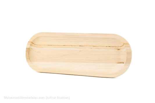 SCHAAL LANG 40X15X2.5CM AFGEROND PAULOWNIA NATUREL - bloemschikmaterialen.com