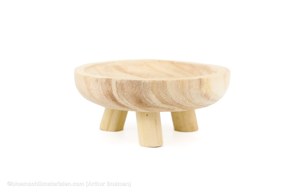 SCHAAL OP VOET PAULOWNIA D20 H6CM NATUREL - bloemschikmaterialen.com