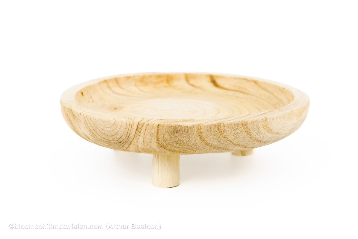 SCHAAL OP VOET PAULOWNIA D30 H6CM NATUREL - bloemschikmaterialen.com