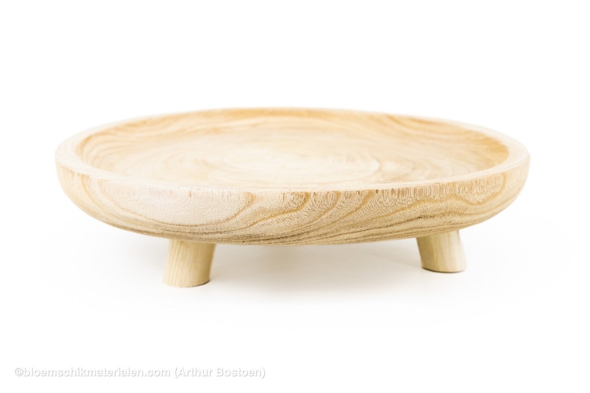 SCHAAL OP VOET PAULOWNIA D35 H6CM NATUREL - bloemschikmaterialen.com