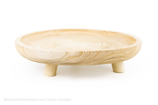 SCHAAL OP VOET PAULOWNIA D35 H6CM NATUREL - bloemschikmaterialen.com