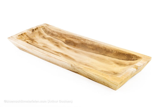 SCHAAL PAULOWNIA RECHTHOEKIG 62X25XH6CM NATUREL - bloemschikmaterialen.com