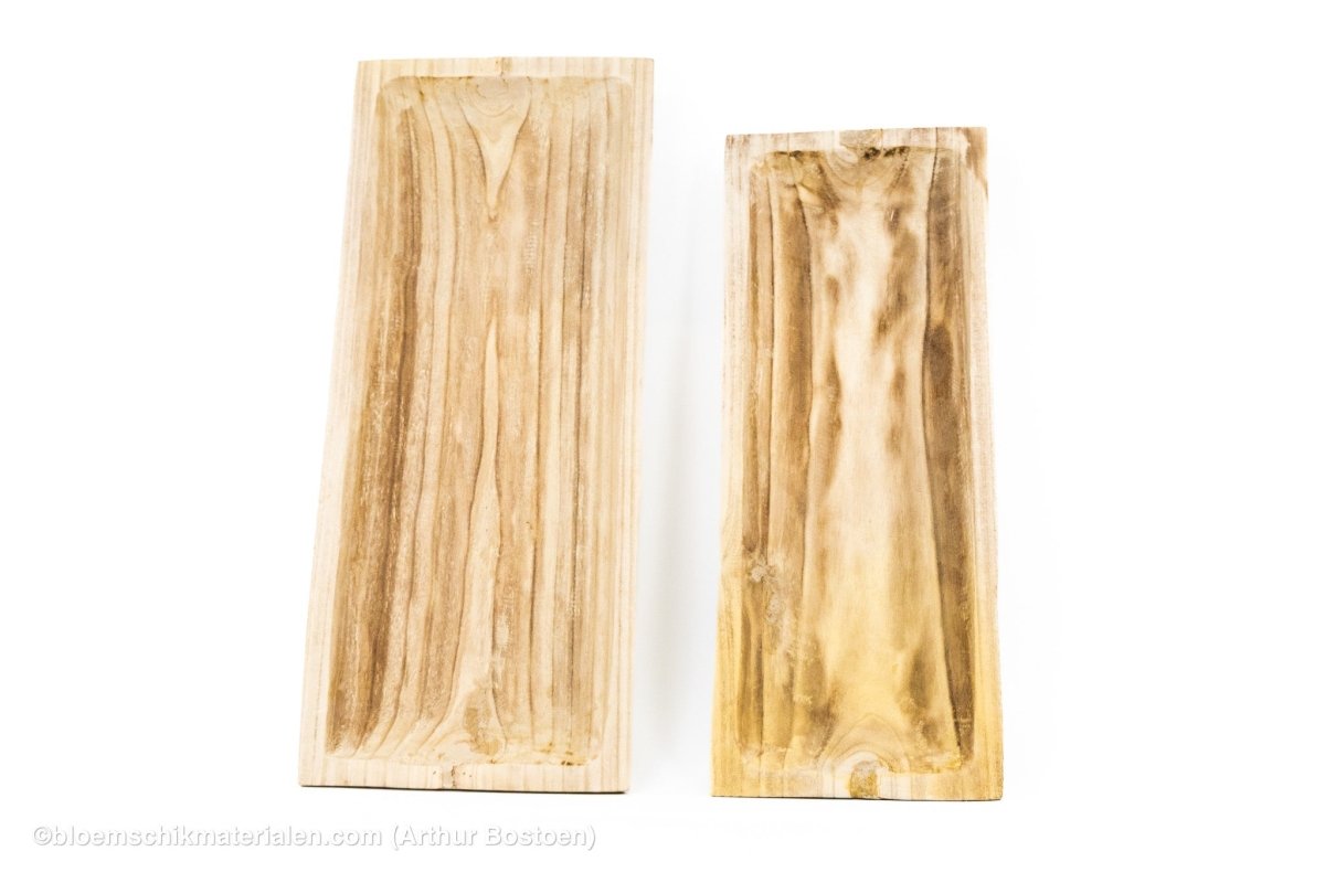 SCHAAL PAULOWNIA RECHTHOEKIG 62X25XH6CM NATUREL - bloemschikmaterialen.com