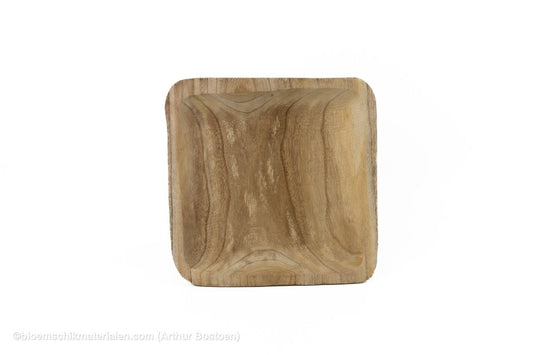 SCHAAL VIERKANT 30X30X5CM PAULOWNIA NATUREL - bloemschikmaterialen.com